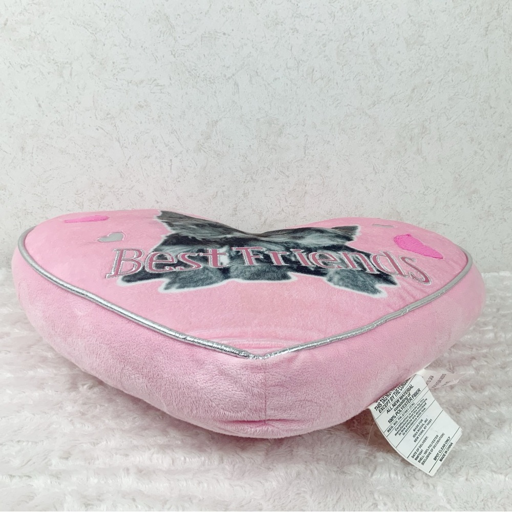 Justice Yorkie Puppy Best Friends Rhinestone Crowns Pink Heart Plush Pillow 2010 - Picture 3 of 11